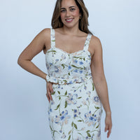 Celeste Floral Linen Midi Skirt (set)