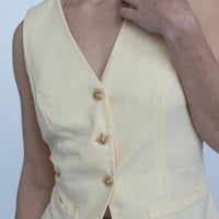 Celine Butter Linen Vest Top