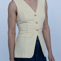 Celine Butter Linen Vest Top