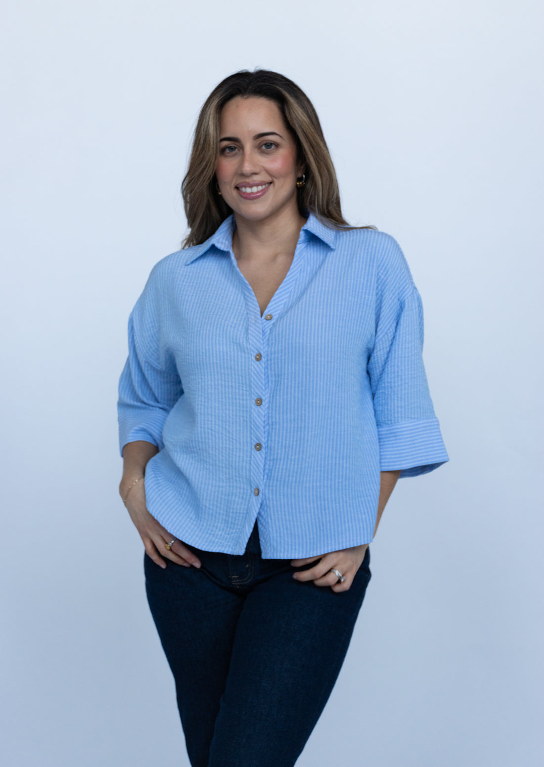 Delphine Stripe Button Down Shirt