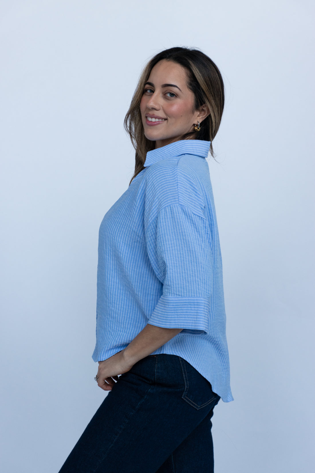 Delphine Stripe Button Down Shirt