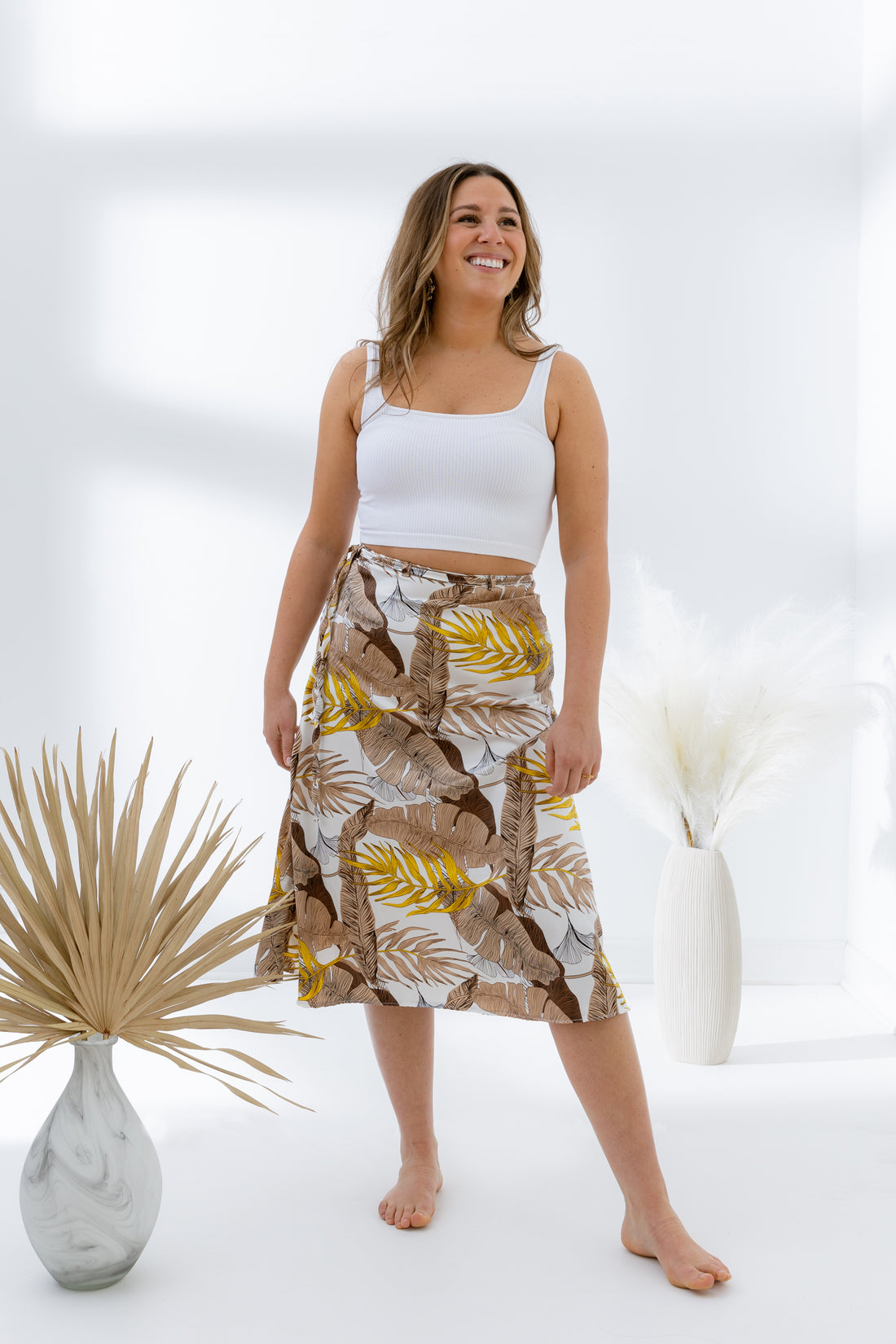 Michaela Midi Tropical Print Skirt