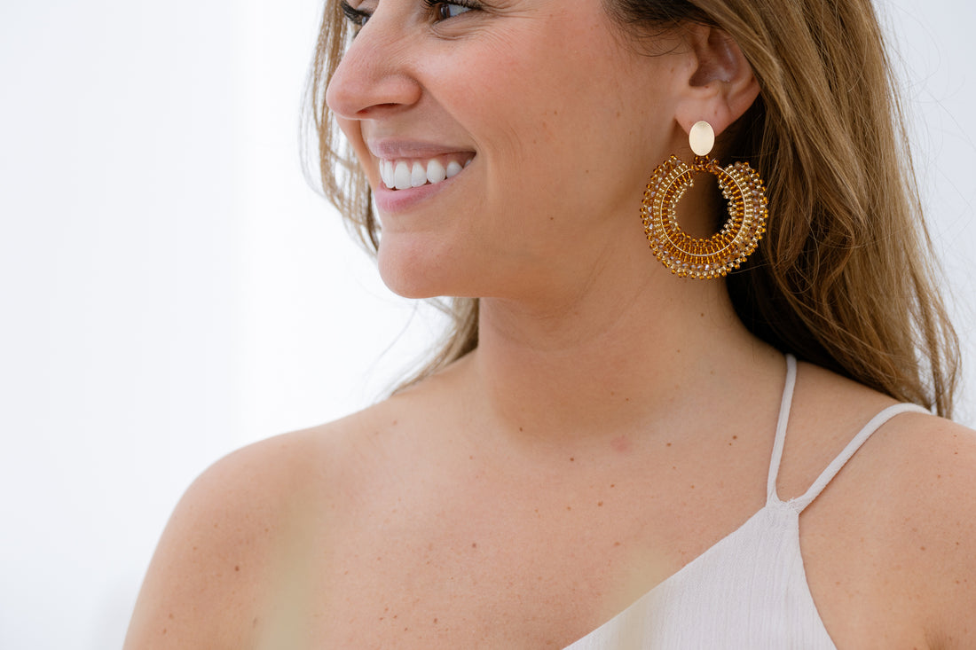 Crete Round Beaded Earrings