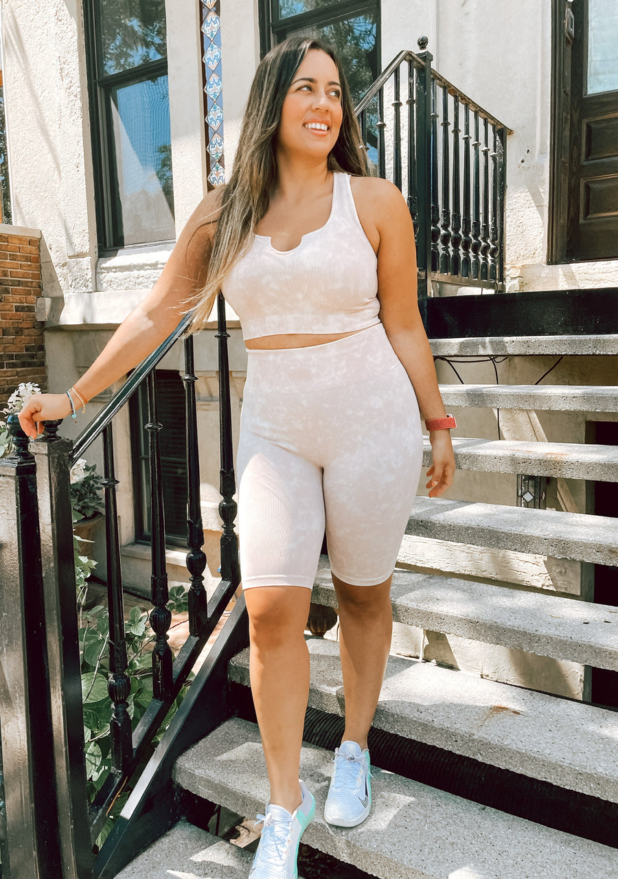 Cassie Seamless Cropped Tank and Biker Shorts Set
