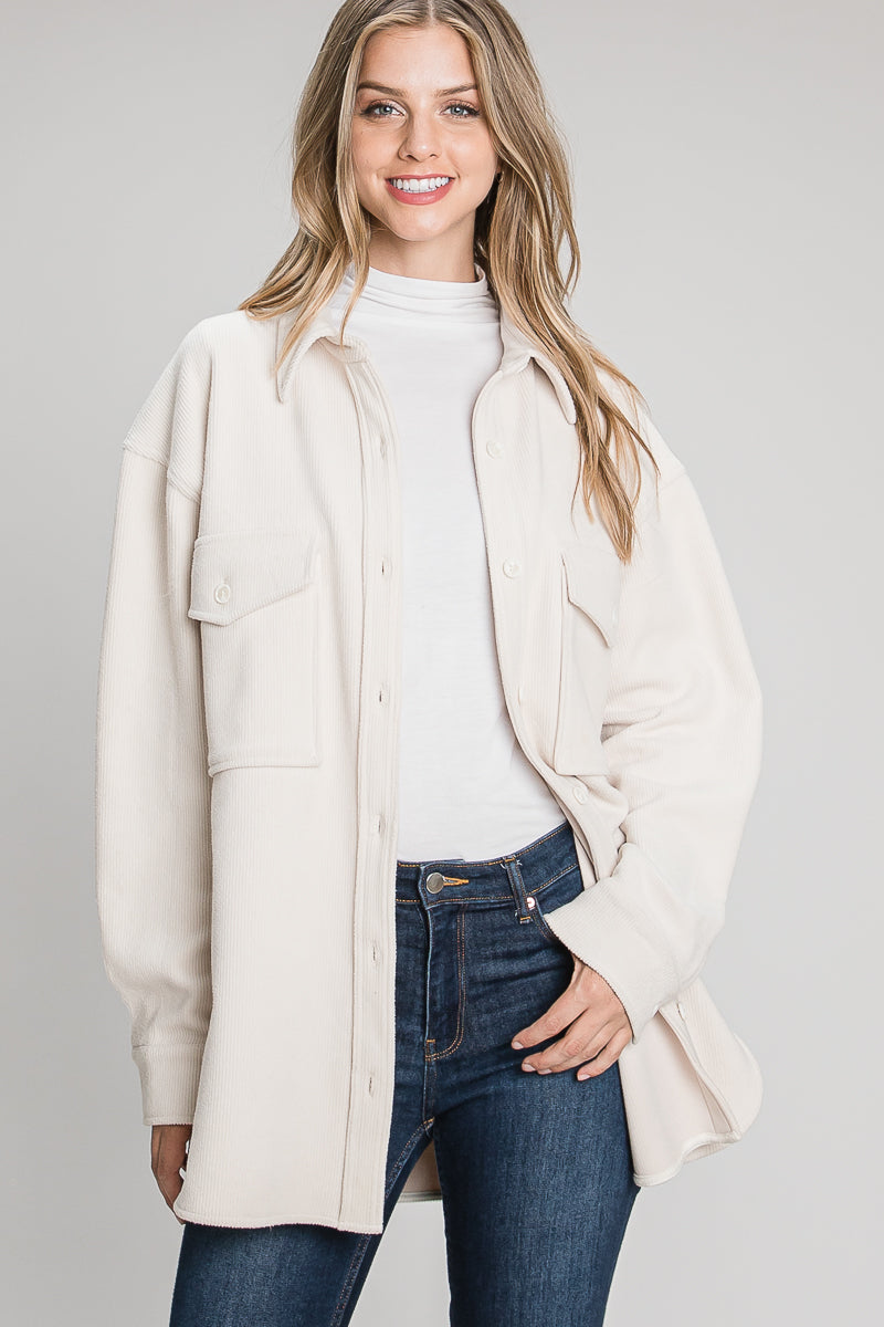 Lilia Super Soft Corduroy Oversize Shirt- Jacket