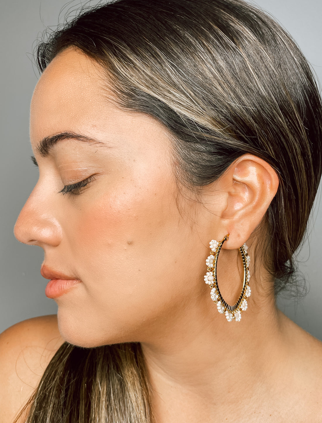 Belinda Flower Hoop Earrings