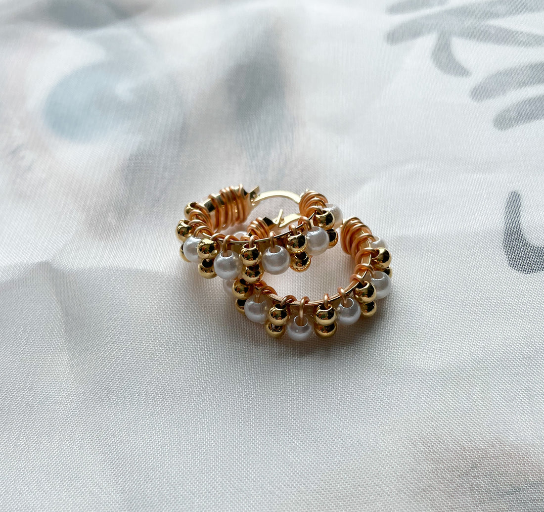 Ada Small Hoop Pearl Detail Earrings