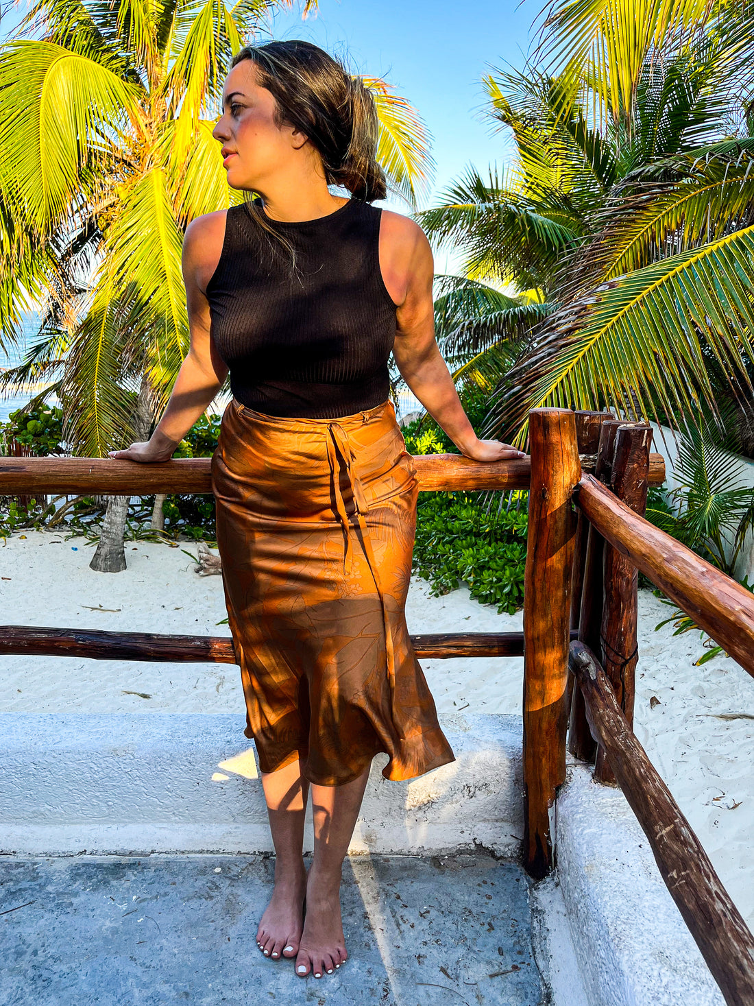 Jungle Sunset Midi Skirt