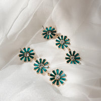 Poppy Triple Flower Rhine Stone earrings